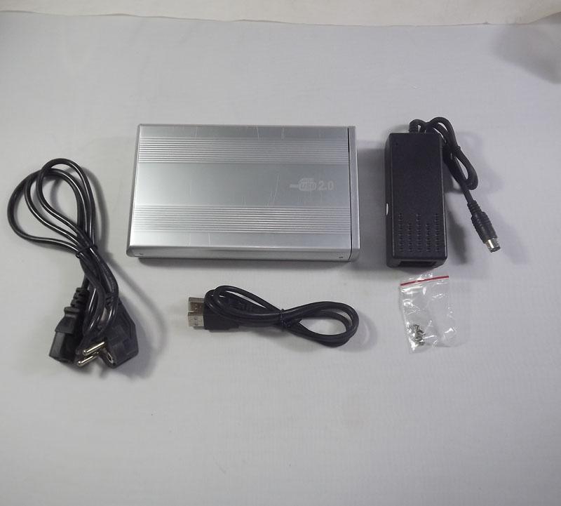 3.5 USB 2.0 to SATA HDD Exteral Enclosure Case silver